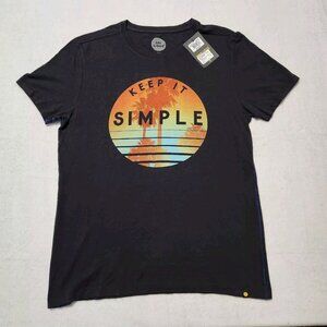 Life Is Good Keep It Simple Slim Fit Tee Men's M Crew Palm Trees Black NEW